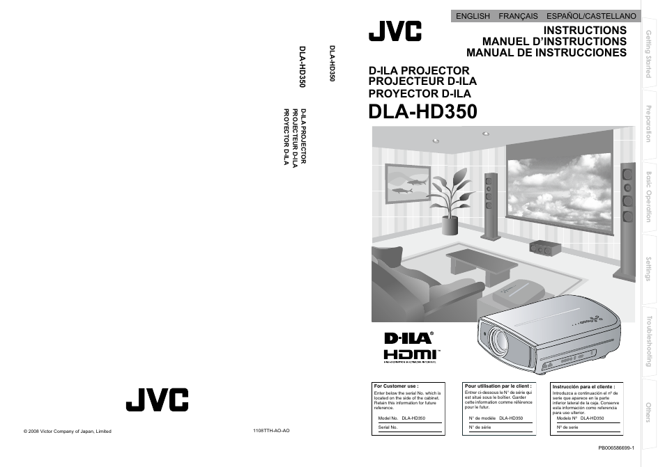 JVC D-ILA DLA-HD350 User Manual | 57 pages