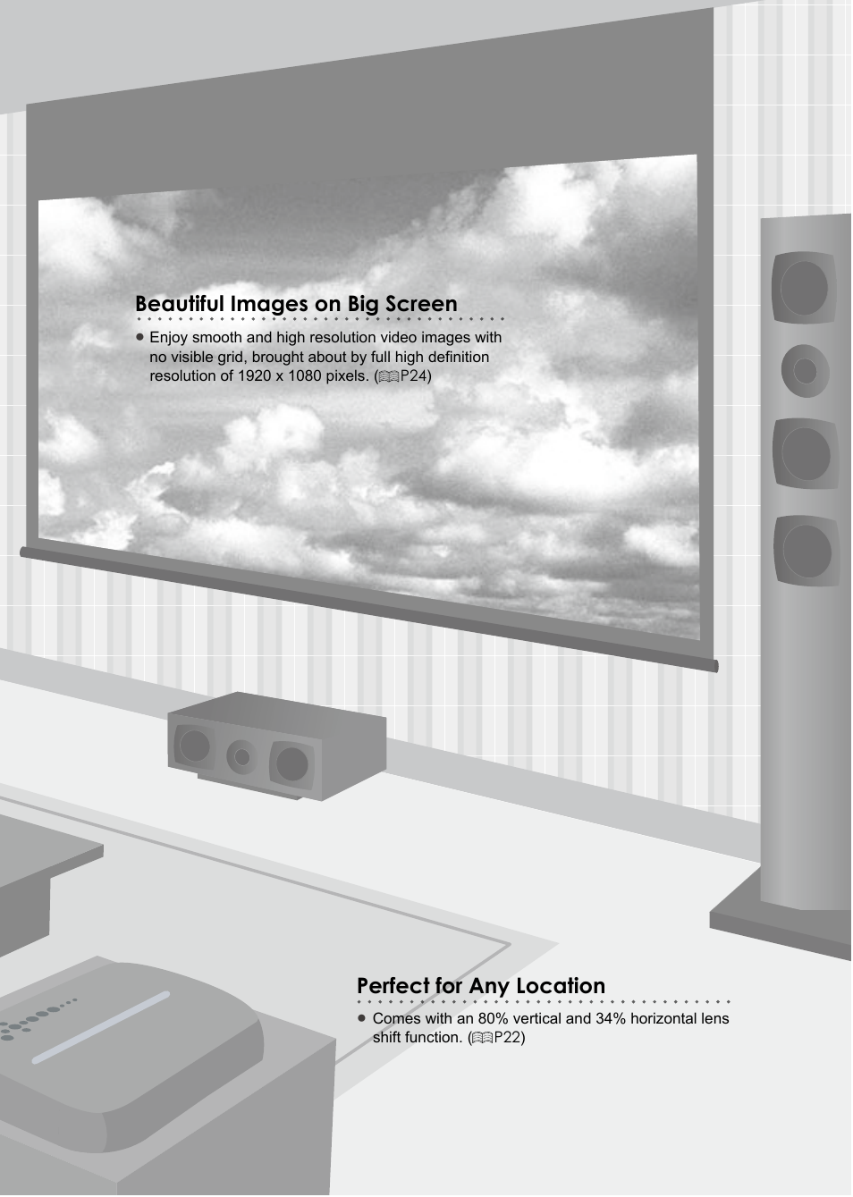 Beautiful images on big screen, Perfect for any location | JVC D-ILA DLA-HD350 User Manual | Page 11 / 57