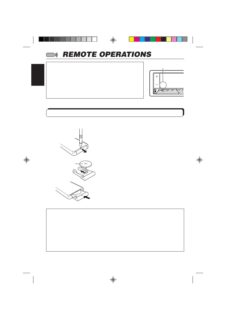 Remote operations, Installing the battery | JVC KD-LX50R User Manual | Page 62 / 80