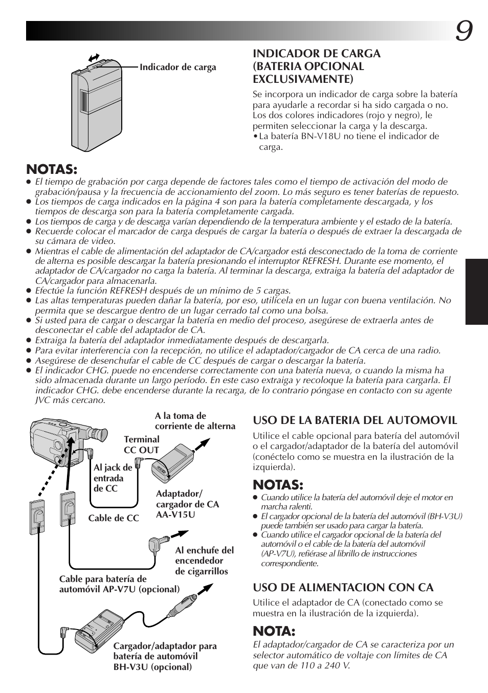 Notas, Nota | JVC GR-AXM77UM User Manual | Page 69 / 182
