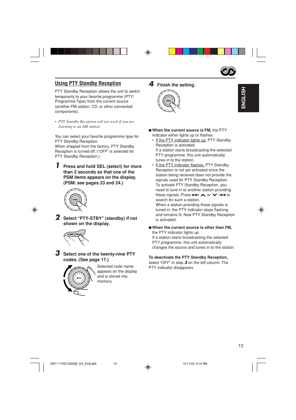 Using pty standby reception | JVC GET0187-001A User Manual | Page 13 / 46