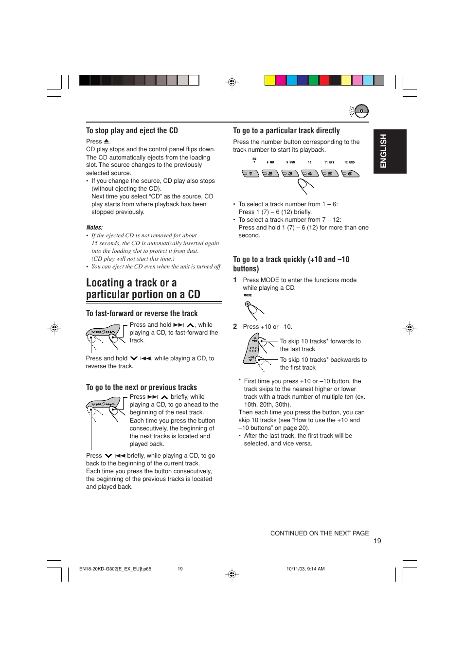 Locating a track or a particular portion on a cd | JVC GET0187-001A User Manual | Page 19 / 46