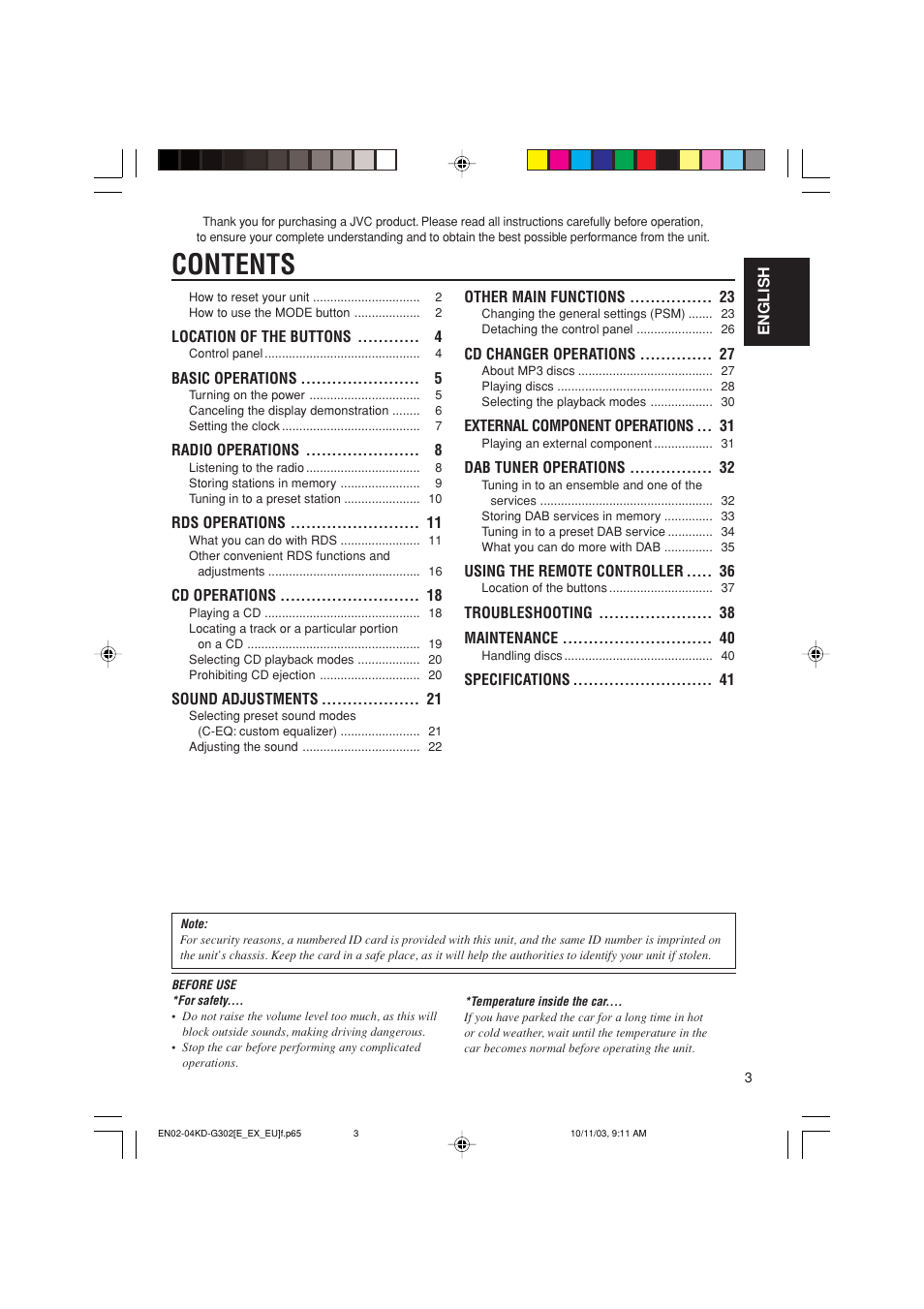 JVC GET0187-001A User Manual | Page 3 / 46