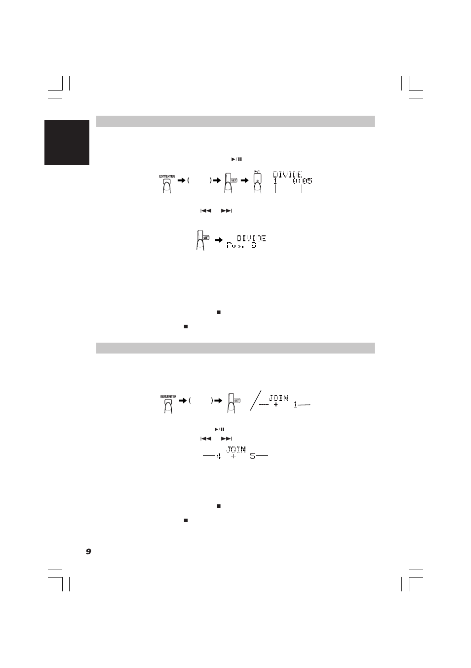 Dividing tracks (divide function), Joining tracks (join function), 10 english | JVC XM-R70SL/BK User Manual | Page 12 / 20