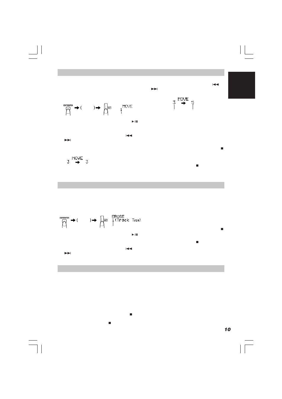 Moving tracks (move function), Erasing tracks (erase function), Erasing all the tracks (all erase function) | 11 english | JVC XM-R70SL/BK User Manual | Page 13 / 20