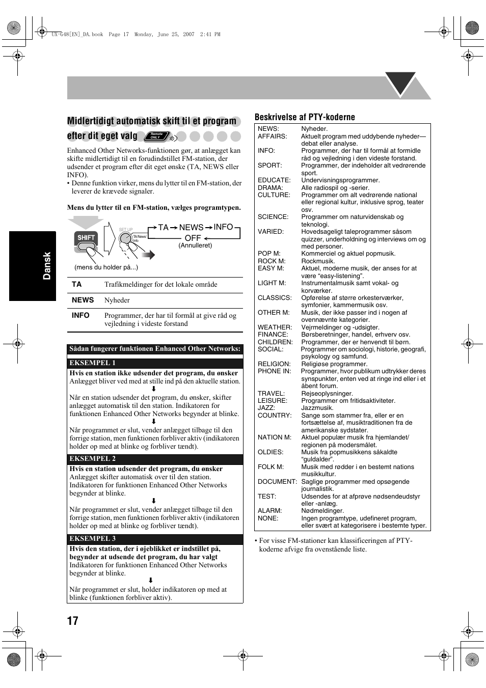 Beskrivelse af pty-koderne | JVC Micro Component System UX-G48 User Manual | Page 104 / 208