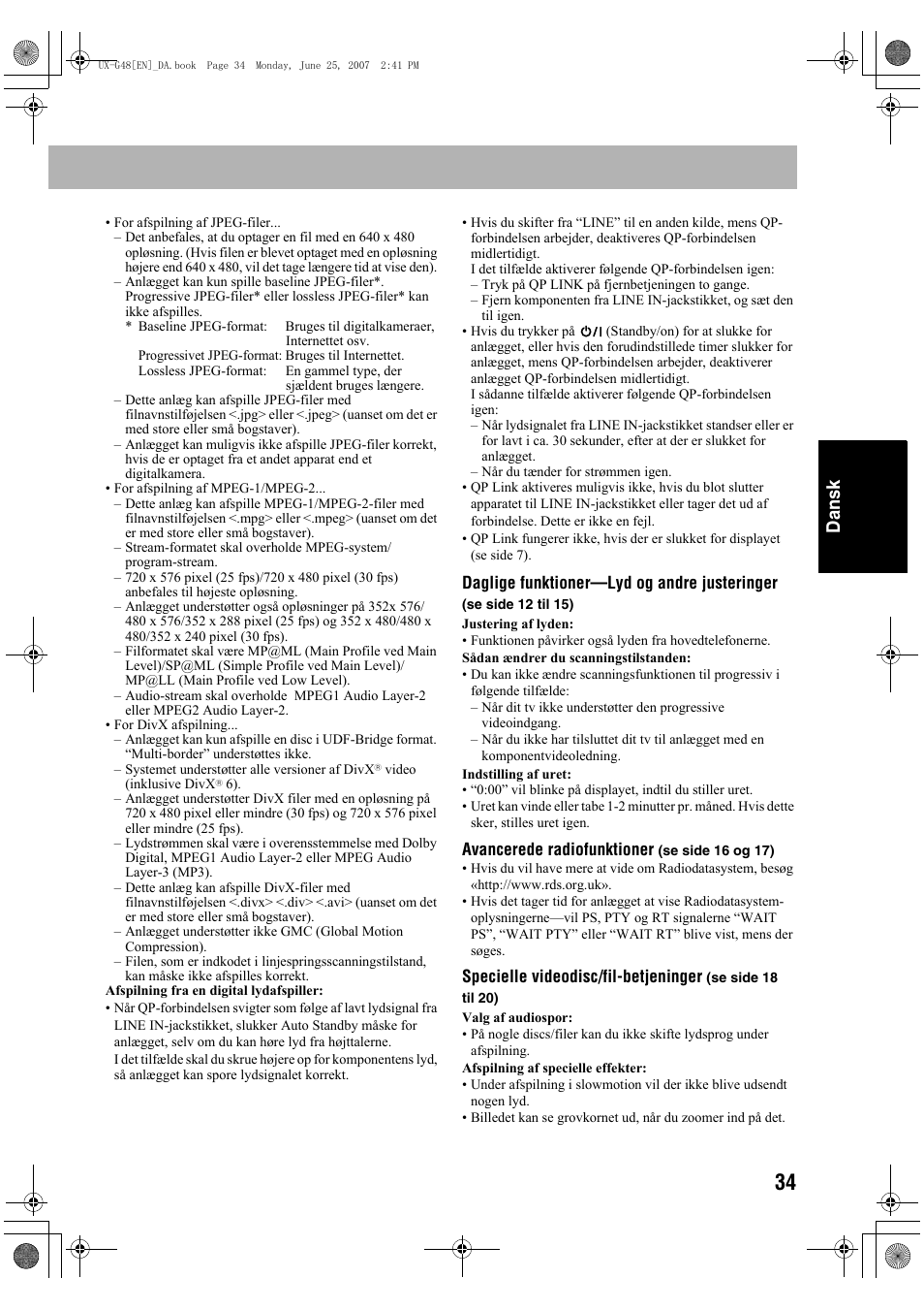 Dansk | JVC Micro Component System UX-G48 User Manual | Page 121 / 208