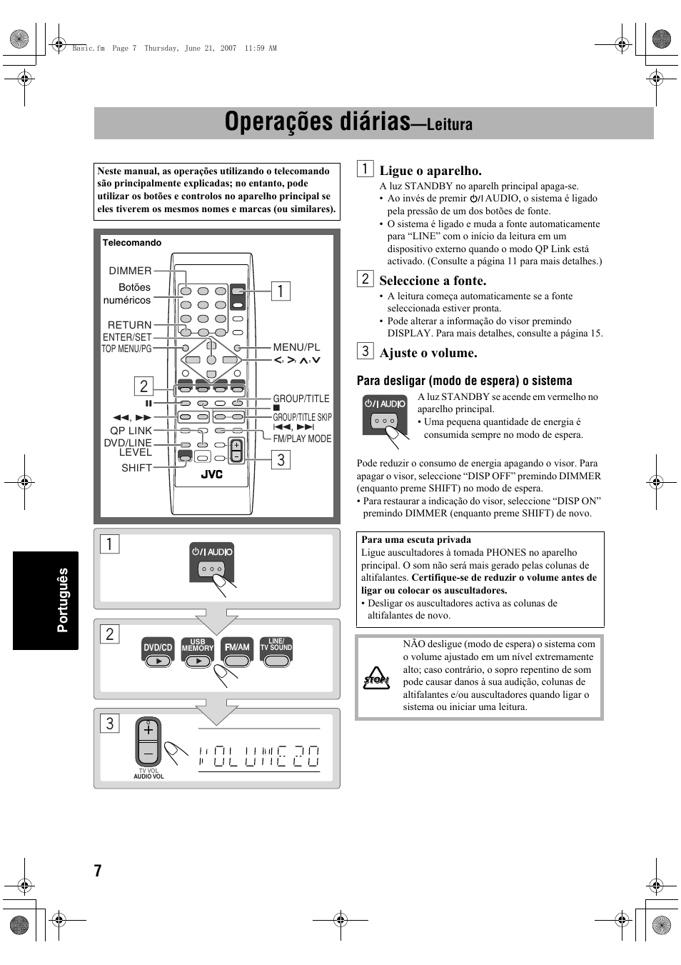 Operações diárias, Leitura | JVC Micro Component System UX-G48 User Manual | Page 174 / 208