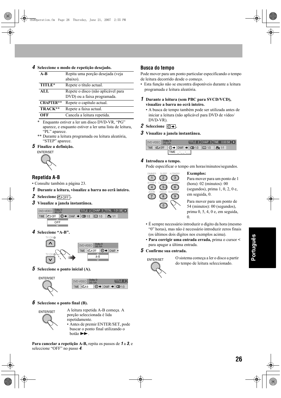 Português, Repetida a-b, Busca do tempo | JVC Micro Component System UX-G48 User Manual | Page 193 / 208