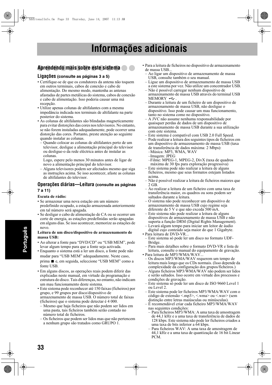 Informações adicionais, Português, Aprendendo mais sobre este sistema | JVC Micro Component System UX-G48 User Manual | Page 200 / 208