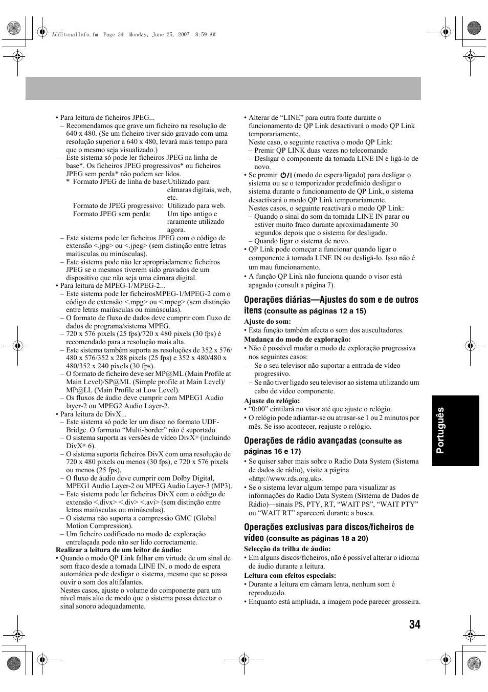 Português | JVC Micro Component System UX-G48 User Manual | Page 201 / 208