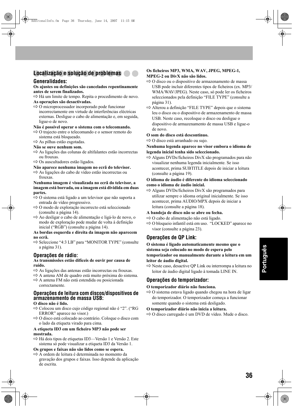 Português localização e solução de problemas | JVC Micro Component System UX-G48 User Manual | Page 203 / 208