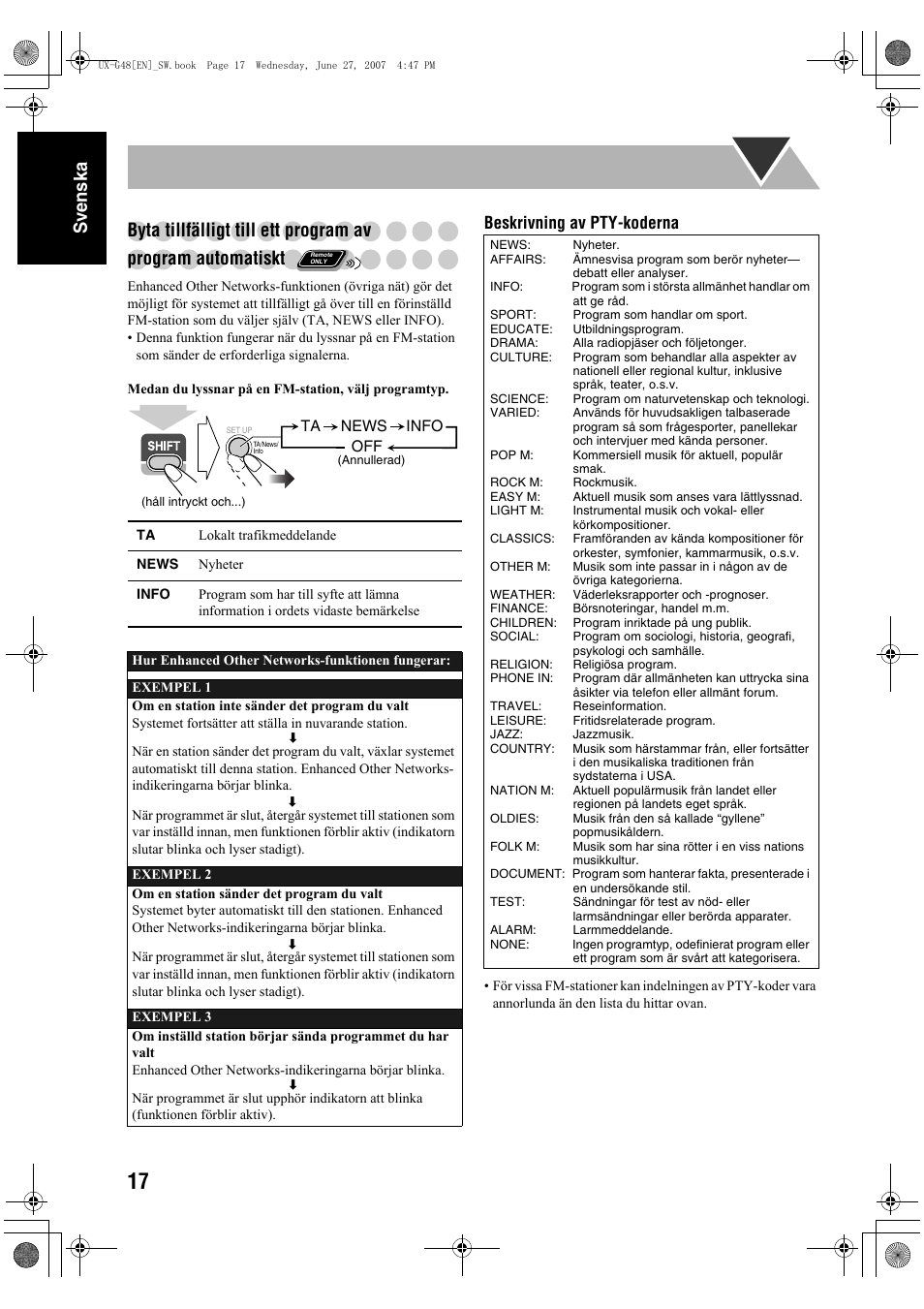 Beskrivning av pty-koderna | JVC Micro Component System UX-G48 User Manual | Page 24 / 208