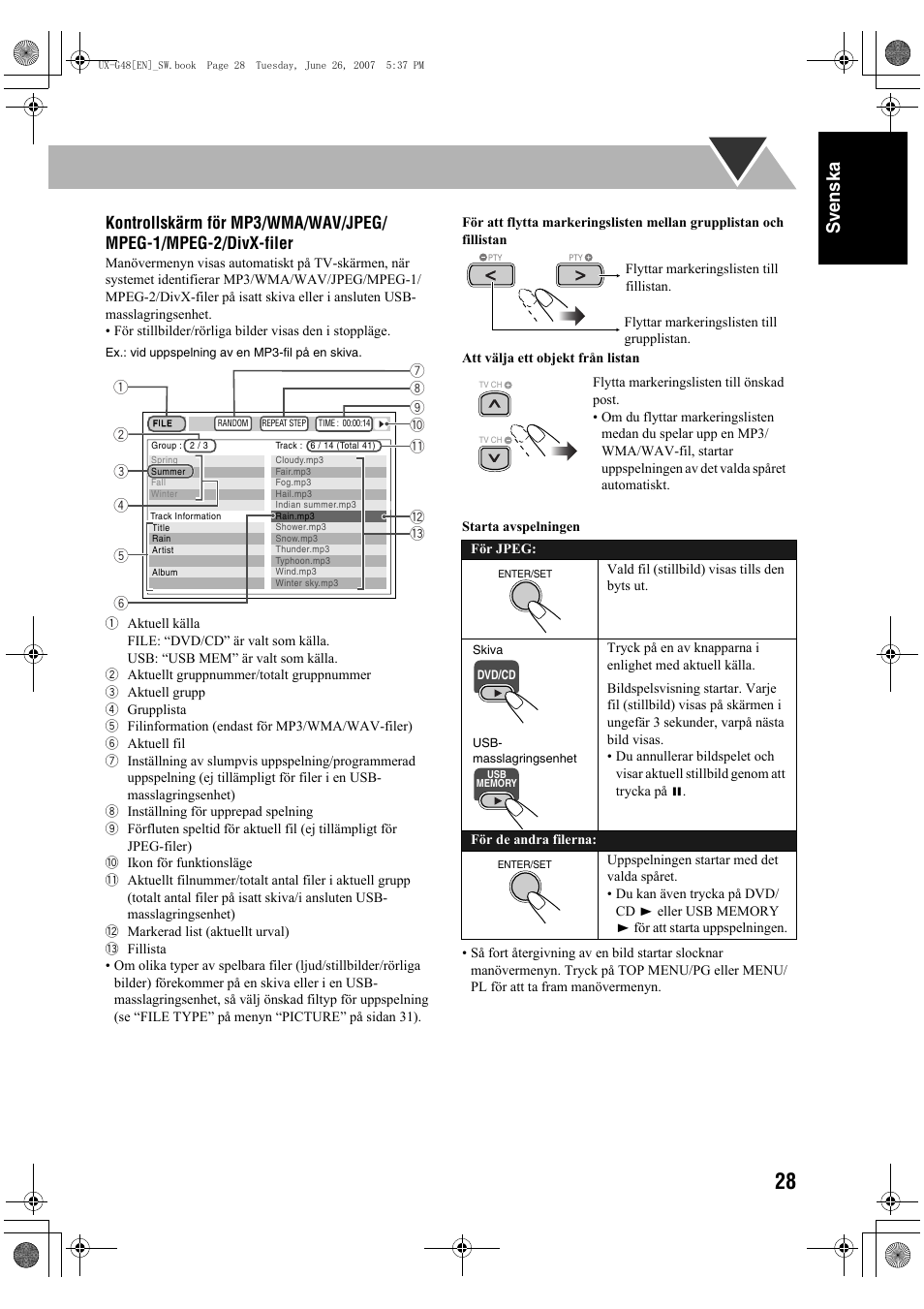 Sv ensk a | JVC Micro Component System UX-G48 User Manual | Page 35 / 208