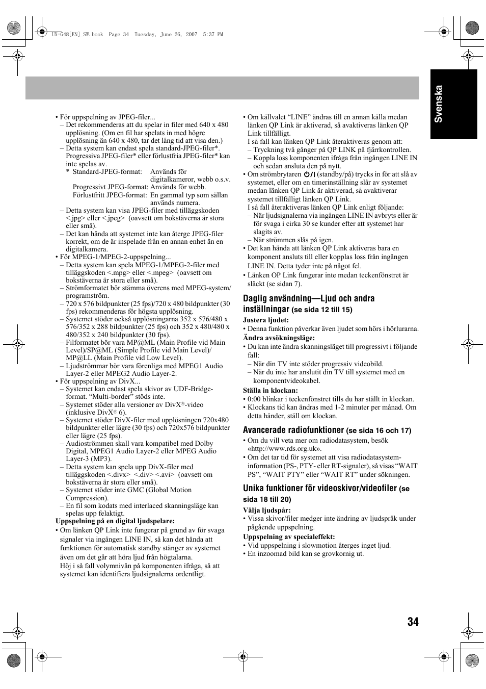 Sv ensk a | JVC Micro Component System UX-G48 User Manual | Page 41 / 208