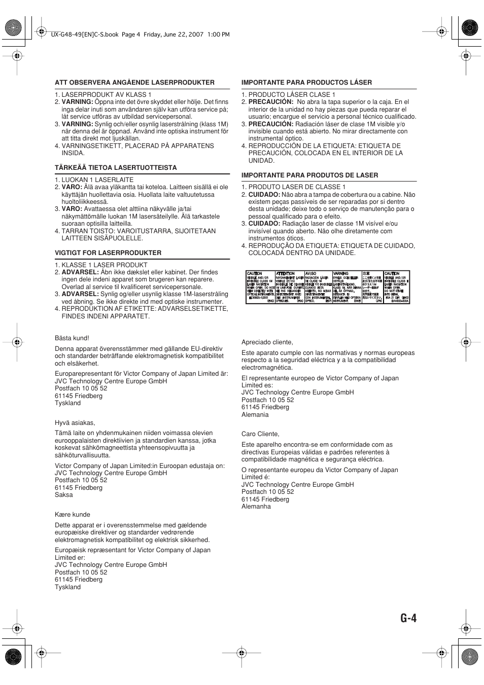 JVC Micro Component System UX-G48 User Manual | Page 5 / 208