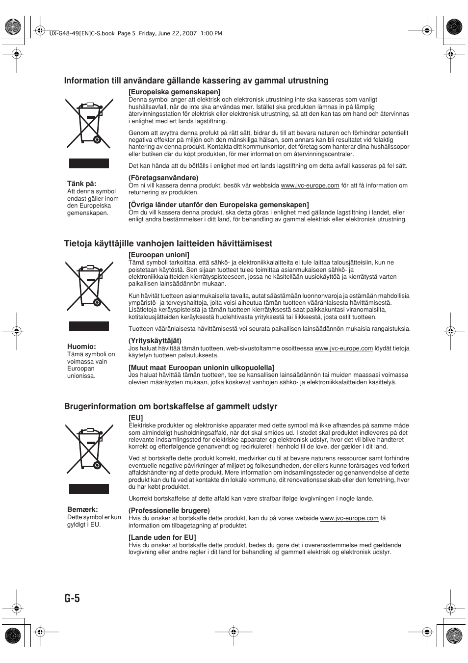 JVC Micro Component System UX-G48 User Manual | Page 6 / 208