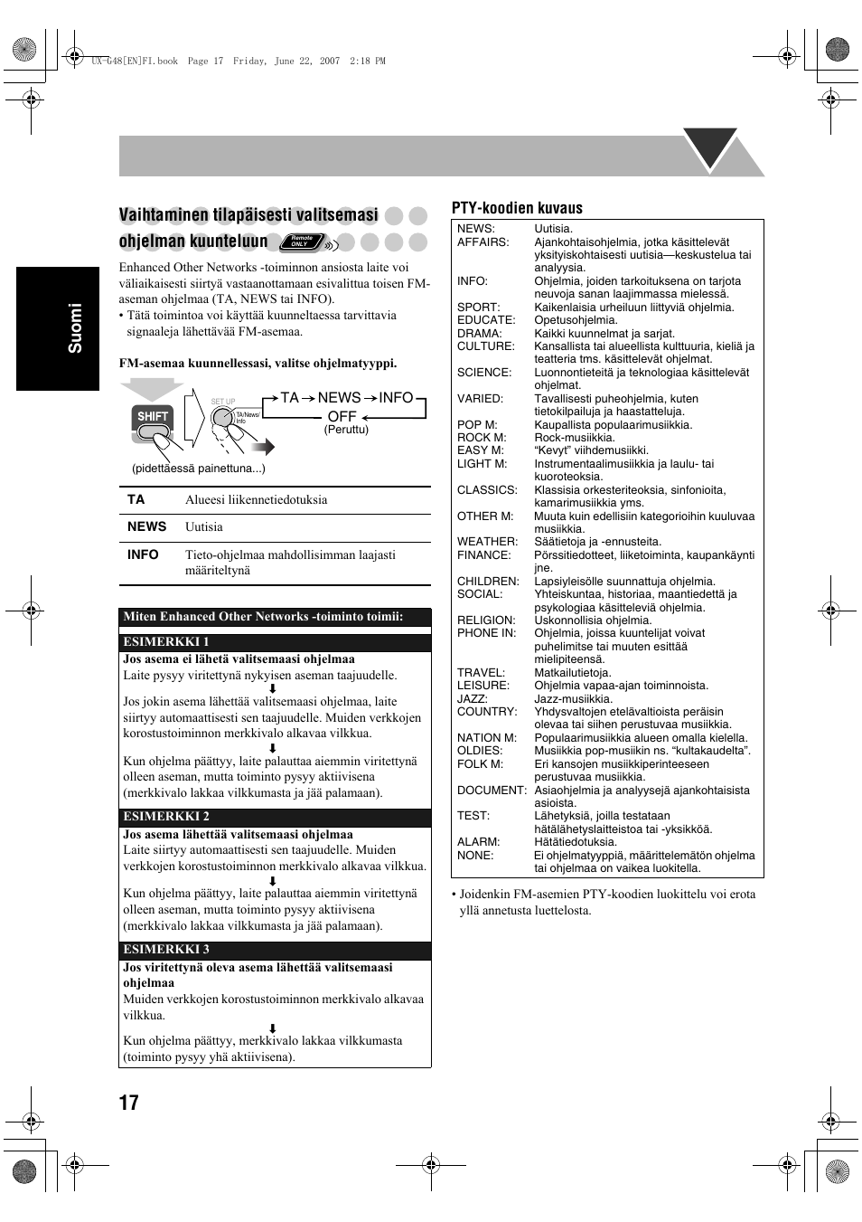 Pty-koodien kuvaus | JVC Micro Component System UX-G48 User Manual | Page 64 / 208