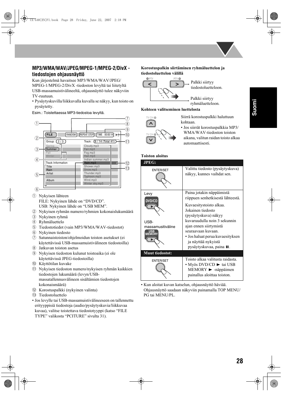 Suomi | JVC Micro Component System UX-G48 User Manual | Page 75 / 208