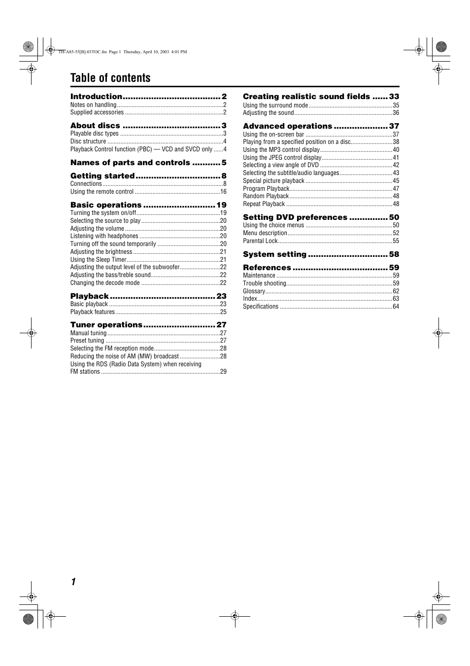 JVC TH-A85 User Manual | Page 4 / 68