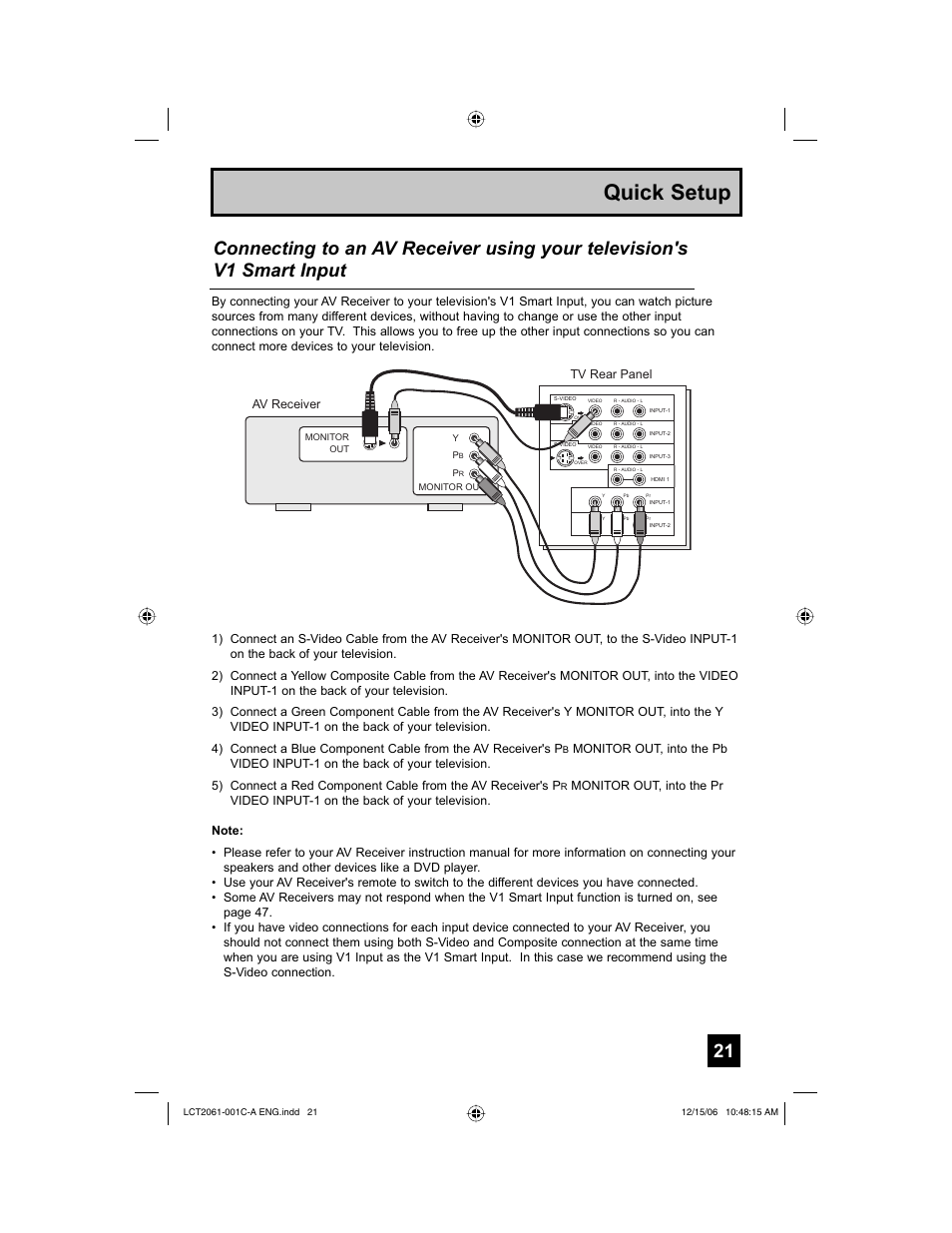 Quick setup | JVC HD-52G657 User Manual | Page 21 / 88
