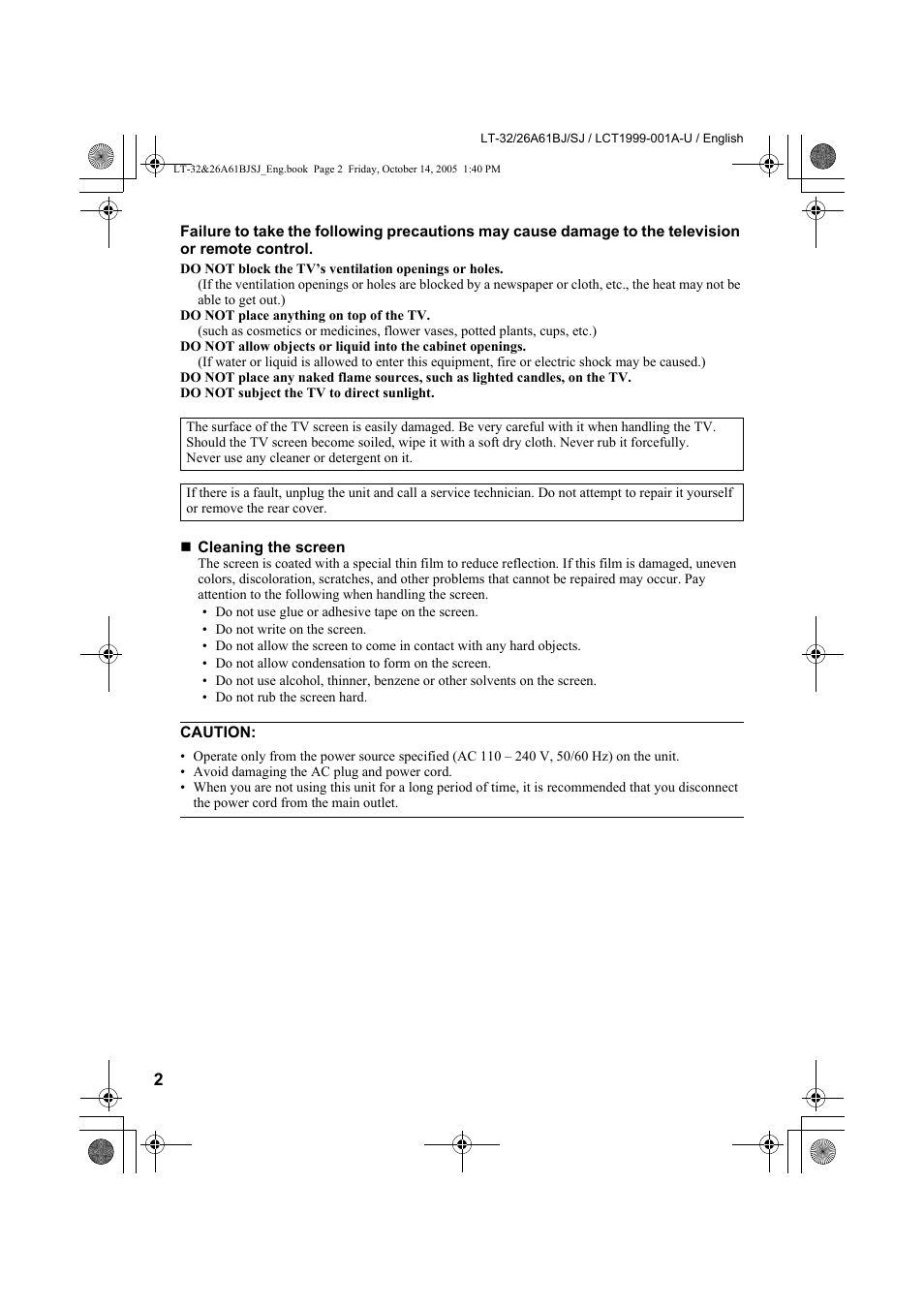 JVC WIDE LCD PANEL TV LT-26A61BJ User Manual | Page 4 / 104