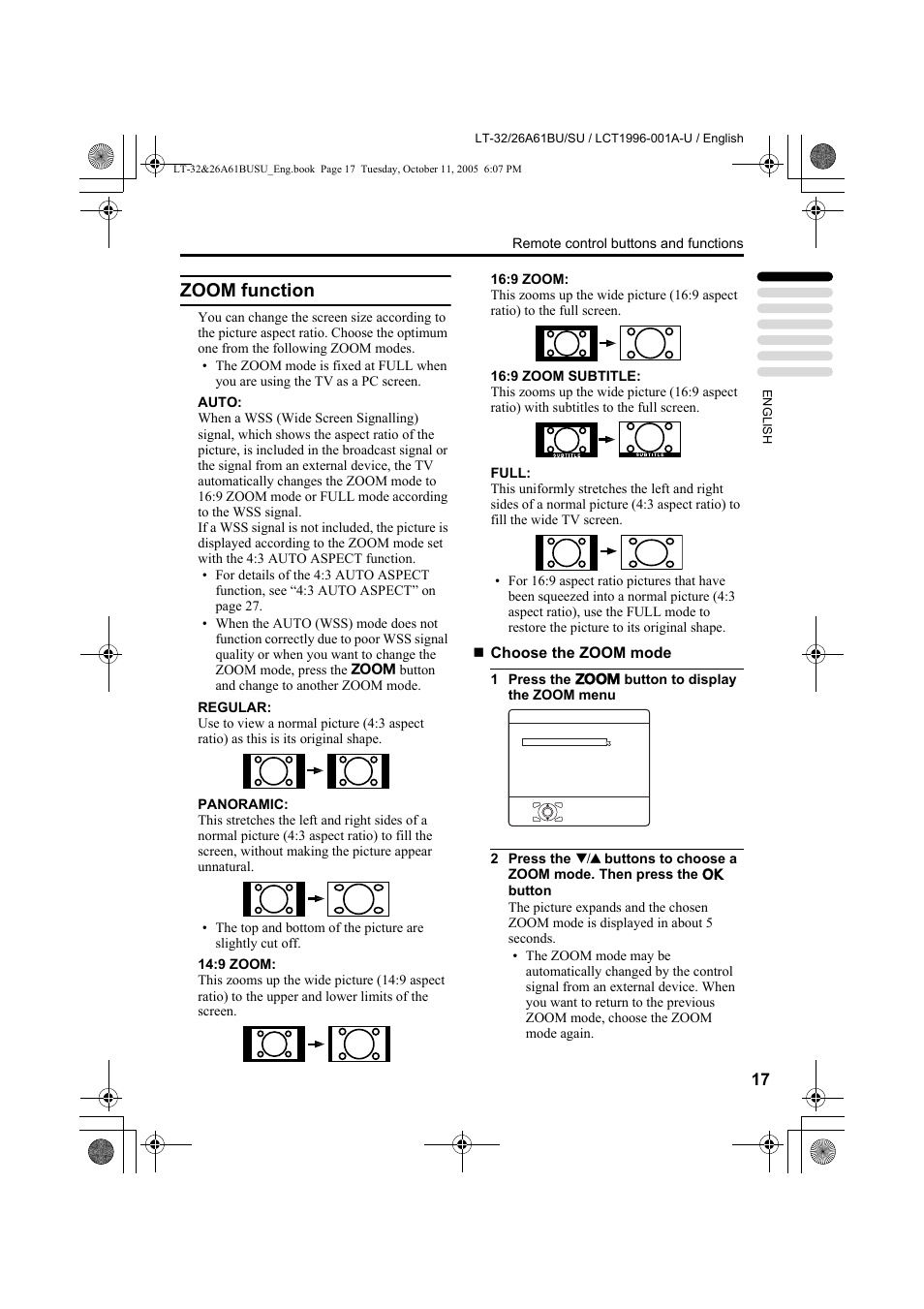 Zoom function | JVC WIDE LCD PANEL TV LT-26A61BJ User Manual | Page 70 / 104