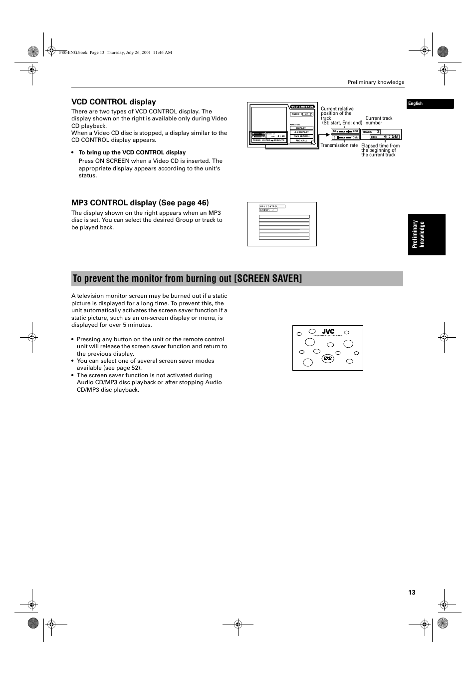 Vcd control display, Mp3 control display (see page 46) | JVC XV-F80BK User Manual | Page 15 / 67