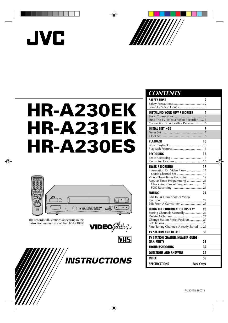 JVC HR-A231EK User Manual | 40 pages