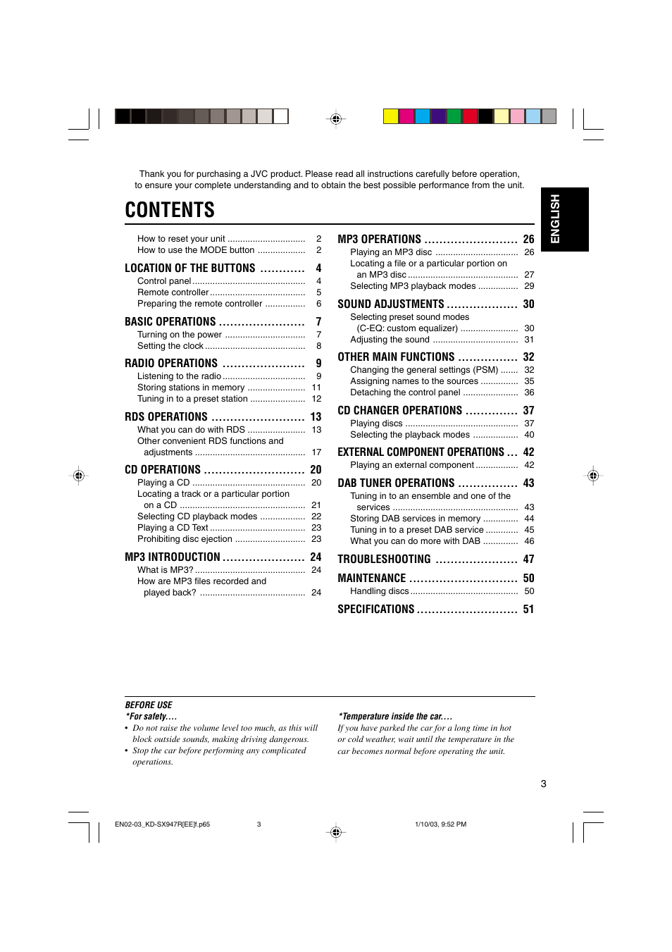 JVC GET0126-001A User Manual | Page 3 / 56