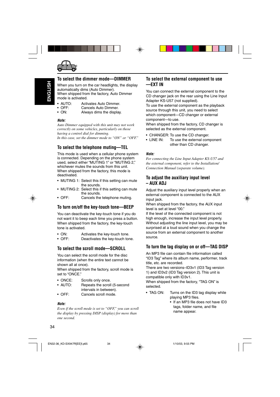 English to select the dimmer mode—dimmer | JVC GET0126-001A User Manual | Page 34 / 56