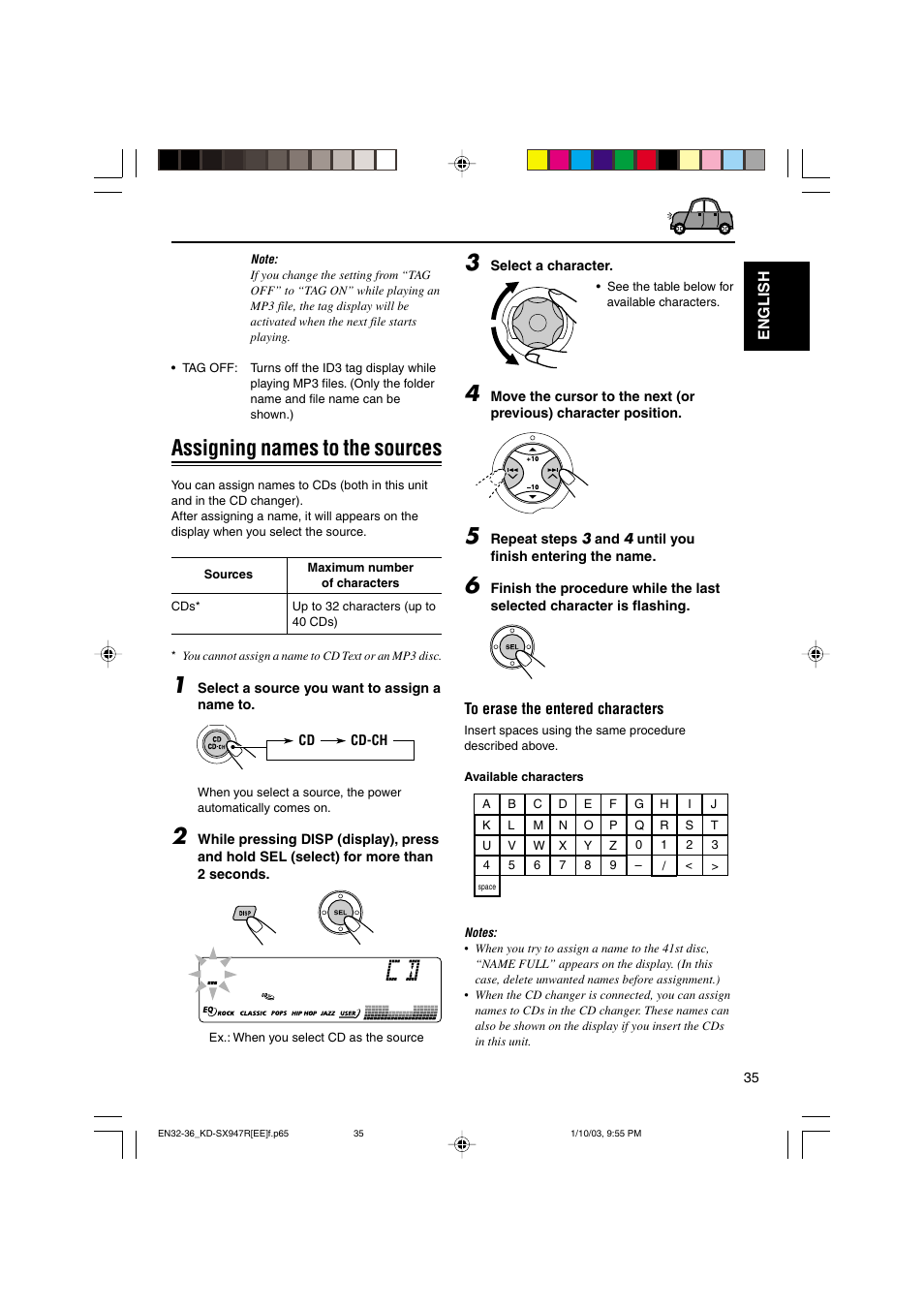 Assigning names to the sources | JVC GET0126-001A User Manual | Page 35 / 56