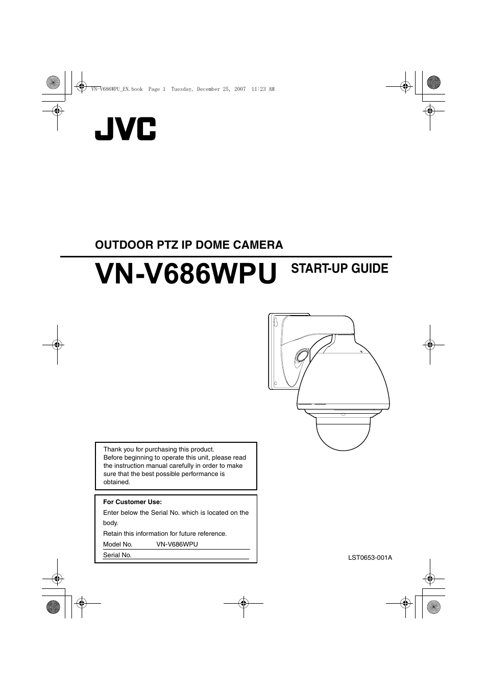 JVC OUTDOOR PTZ IP DOME CAMERA VN-V686WPU User Manual | 44 pages