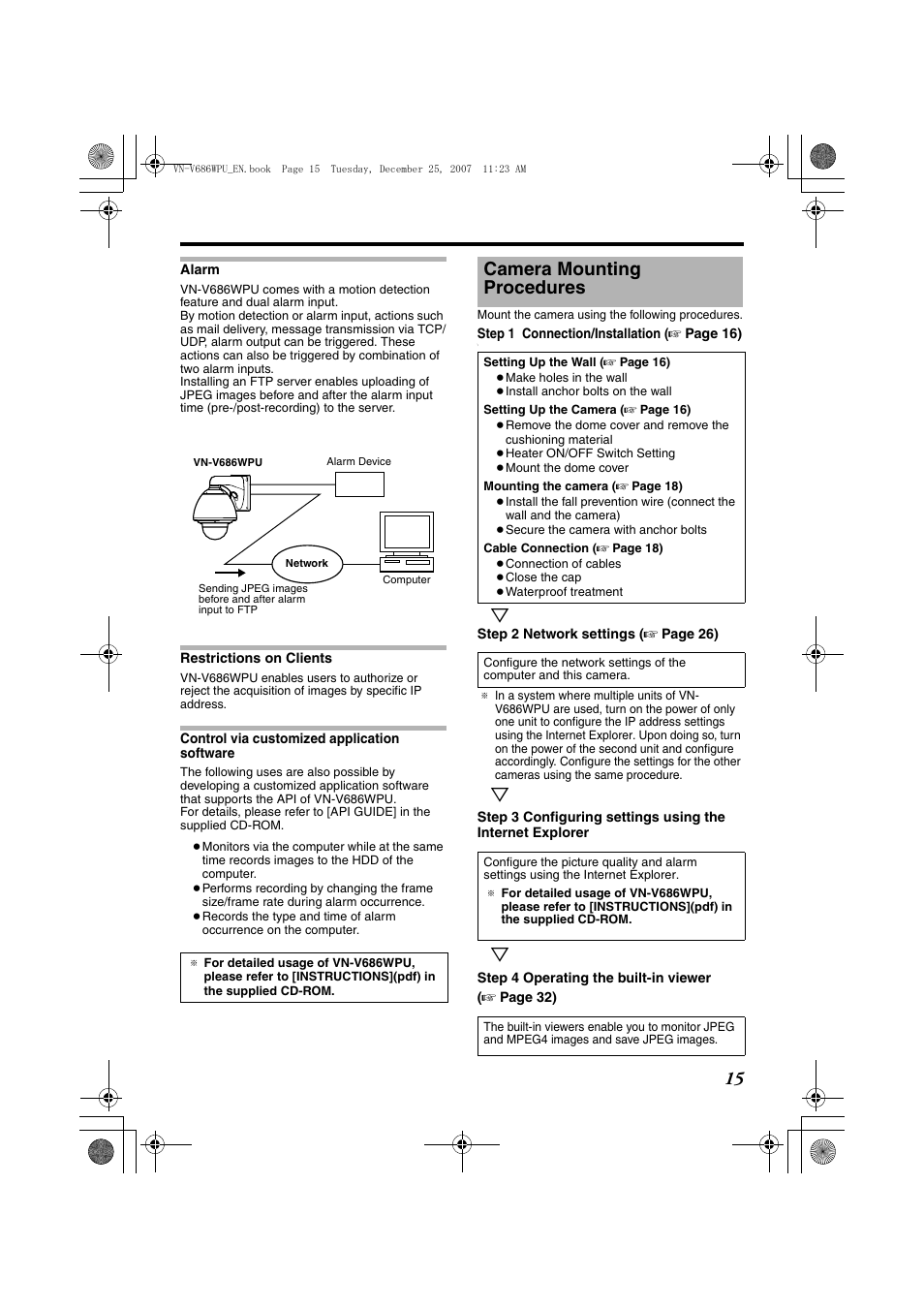 Camera mounting procedures | JVC OUTDOOR PTZ IP DOME CAMERA VN-V686WPU User Manual | Page 15 / 44