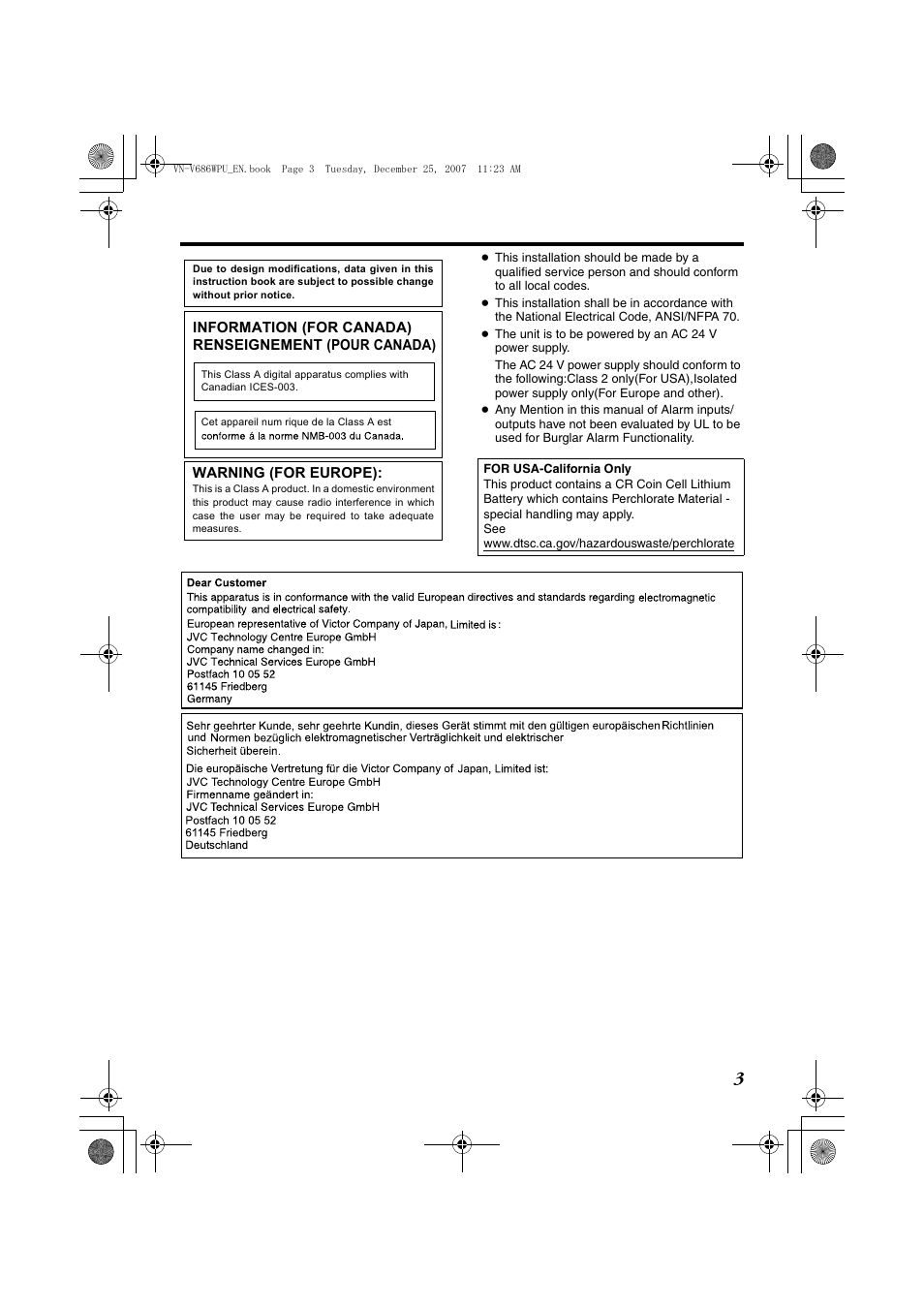 JVC OUTDOOR PTZ IP DOME CAMERA VN-V686WPU User Manual | Page 3 / 44