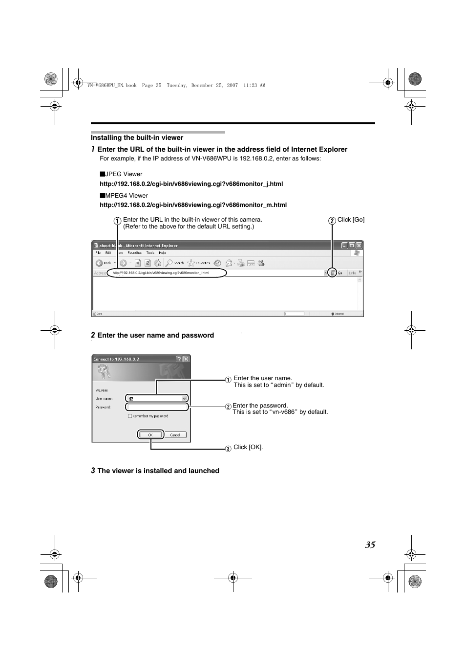 Ainstalling the built-in viewerb | JVC OUTDOOR PTZ IP DOME CAMERA VN-V686WPU User Manual | Page 35 / 44