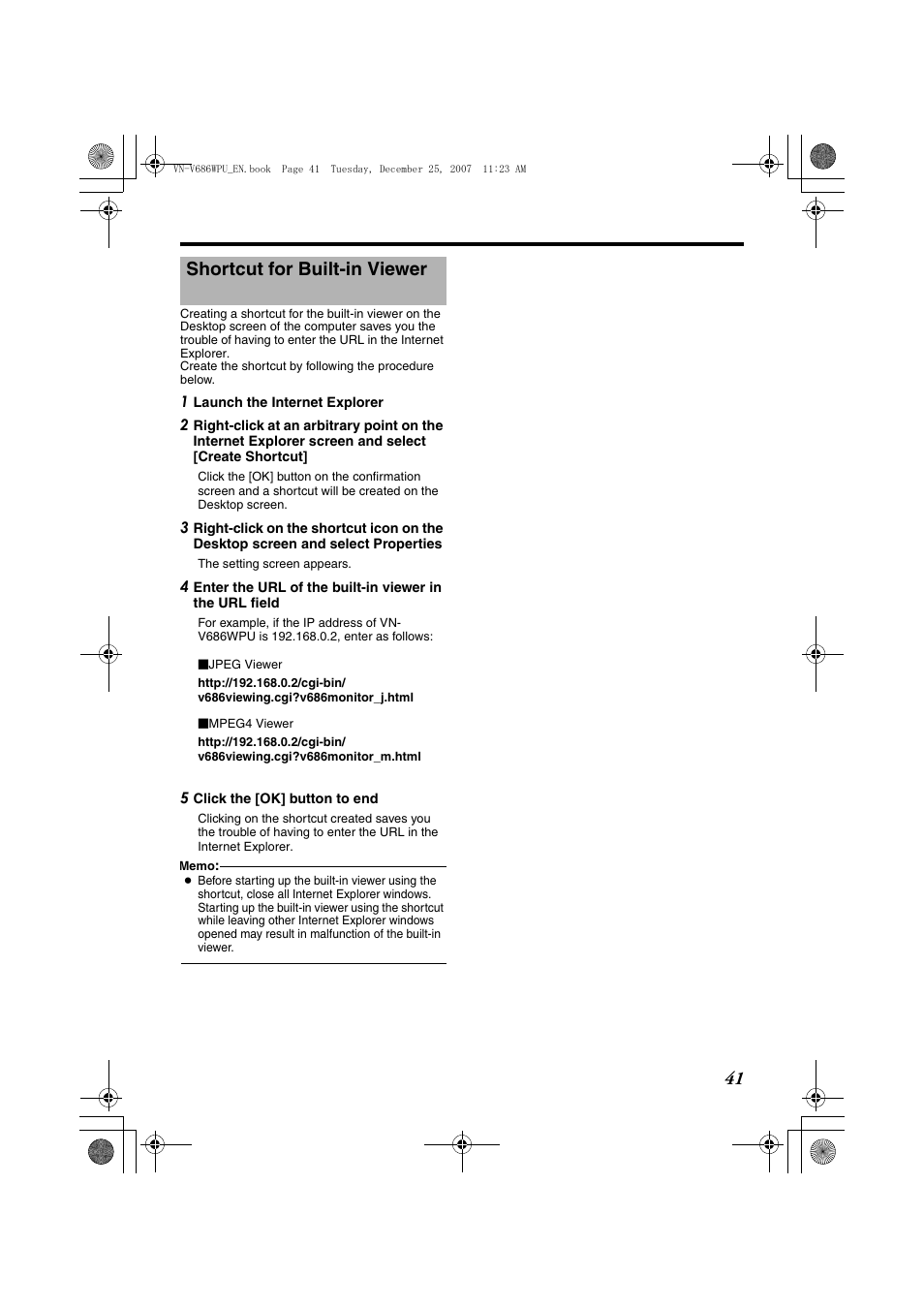 Shortcut for built-in viewer, Ashortcut for built-in viewerb | JVC OUTDOOR PTZ IP DOME CAMERA VN-V686WPU User Manual | Page 41 / 44