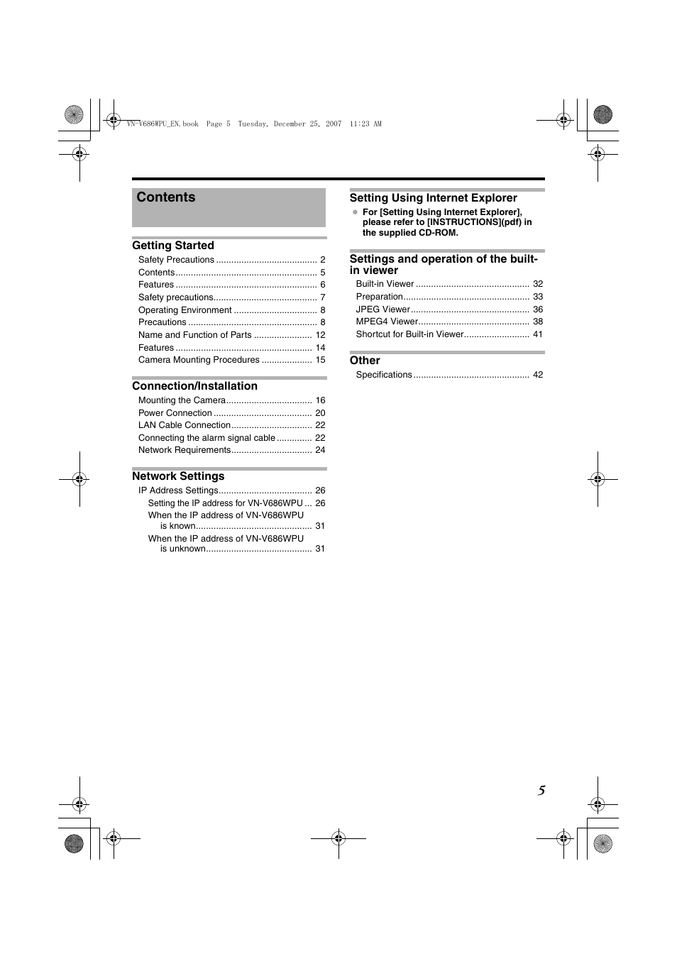 JVC OUTDOOR PTZ IP DOME CAMERA VN-V686WPU User Manual | Page 5 / 44
