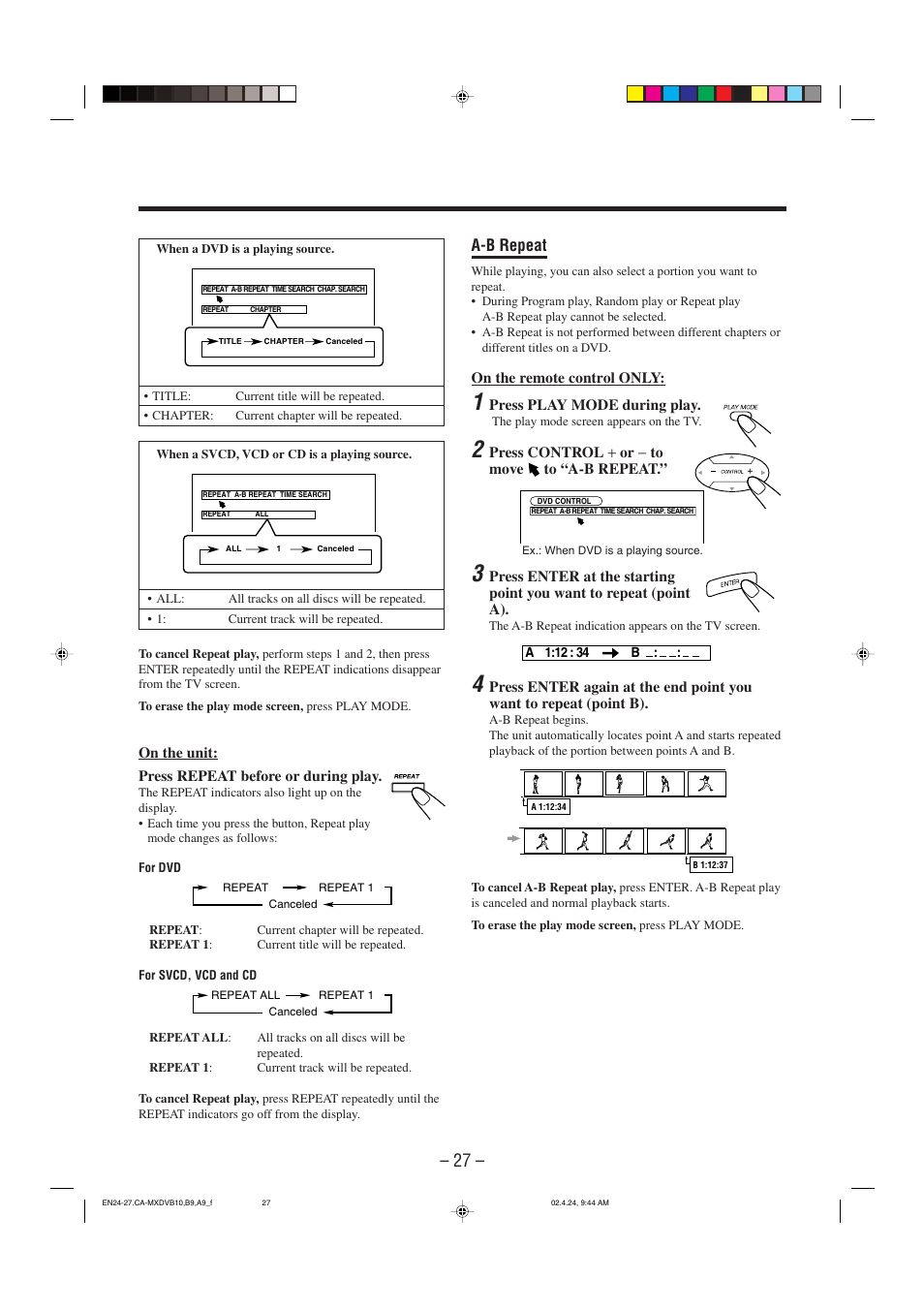 A-b repeat | JVC CA-MXDVA9 User Manual | Page 30 / 72
