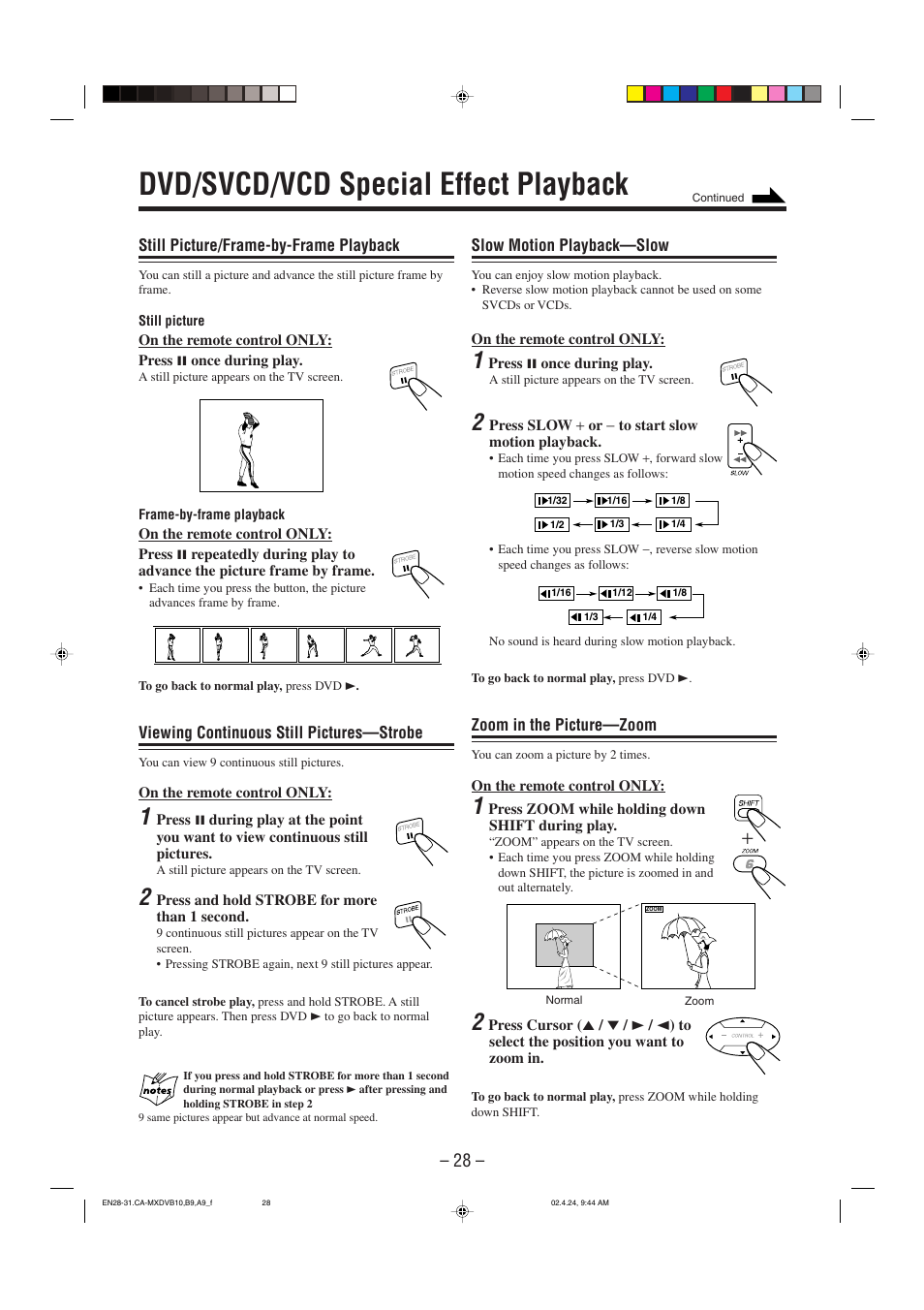 Dvd/svcd/vcd special effect playback | JVC CA-MXDVA9 User Manual | Page 31 / 72