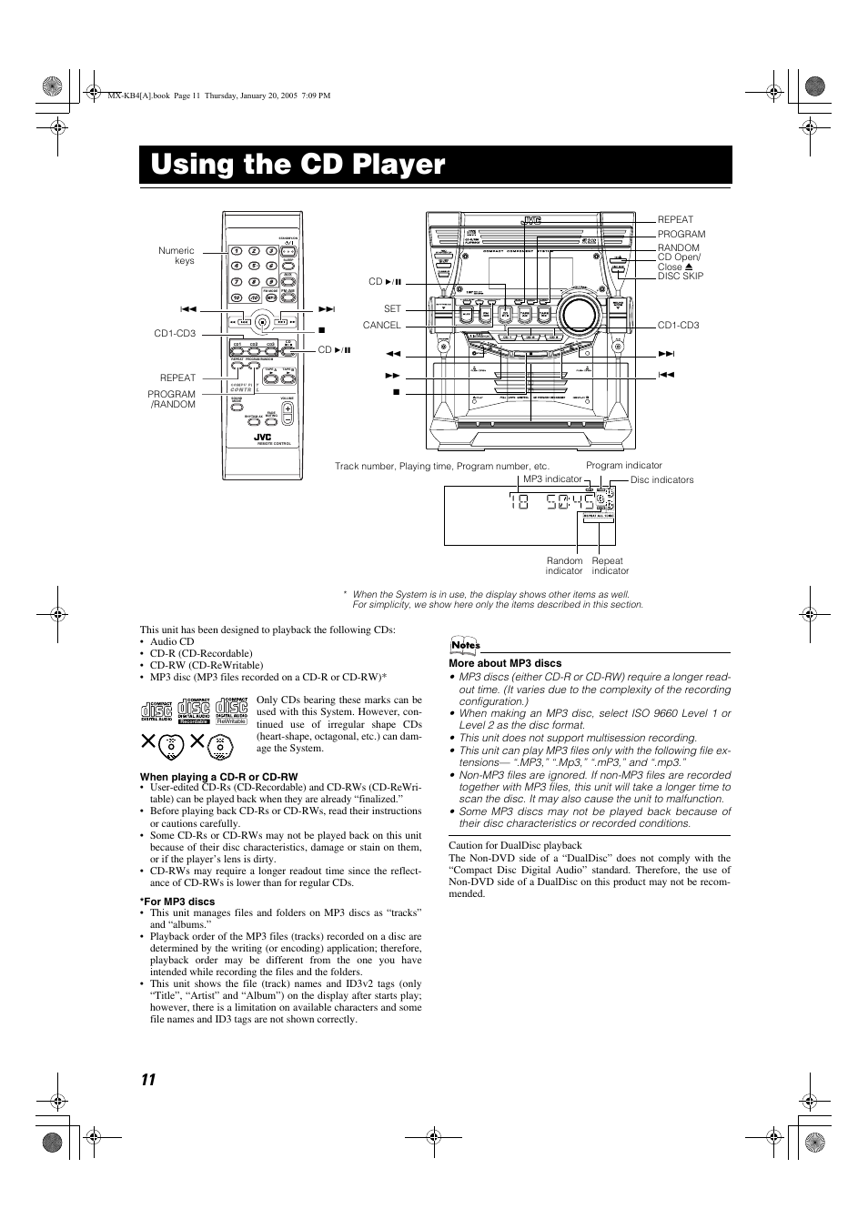 Using the cd player | JVC 0205NYMCREBET User Manual | Page 13 / 88