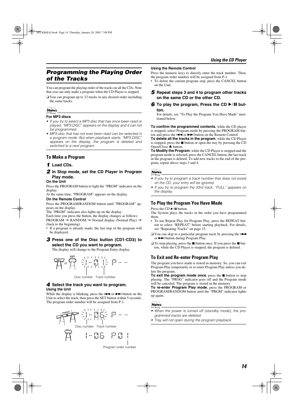 Programming the playing order of the tracks | JVC 0205NYMCREBET User Manual | Page 16 / 88