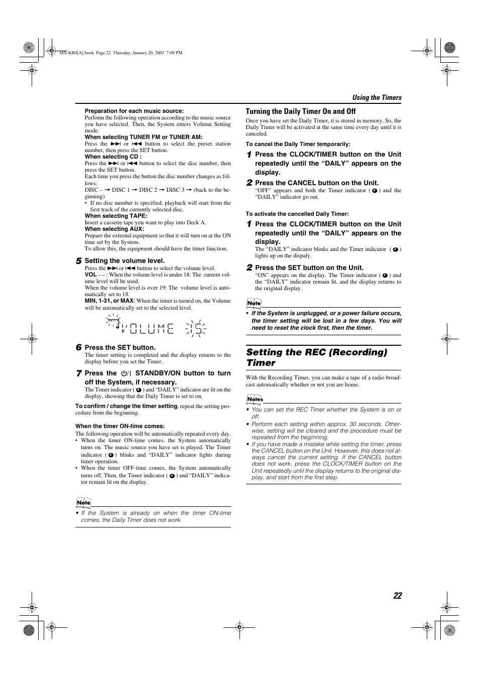 Setting the rec (recording) timer | JVC 0205NYMCREBET User Manual | Page 24 / 88