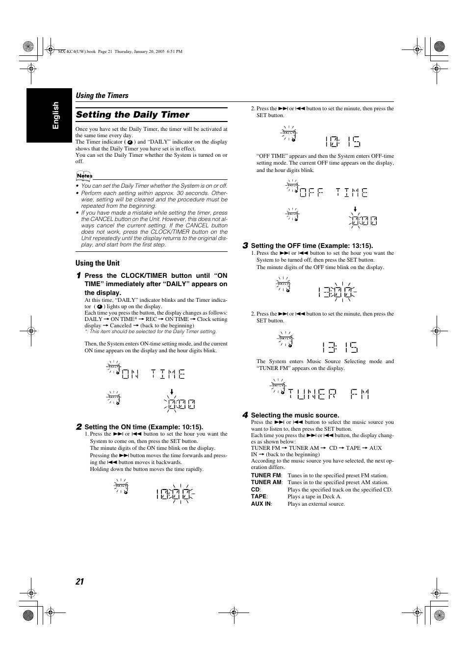 Setting the daily timer | JVC 0205NYMCREBET User Manual | Page 53 / 88