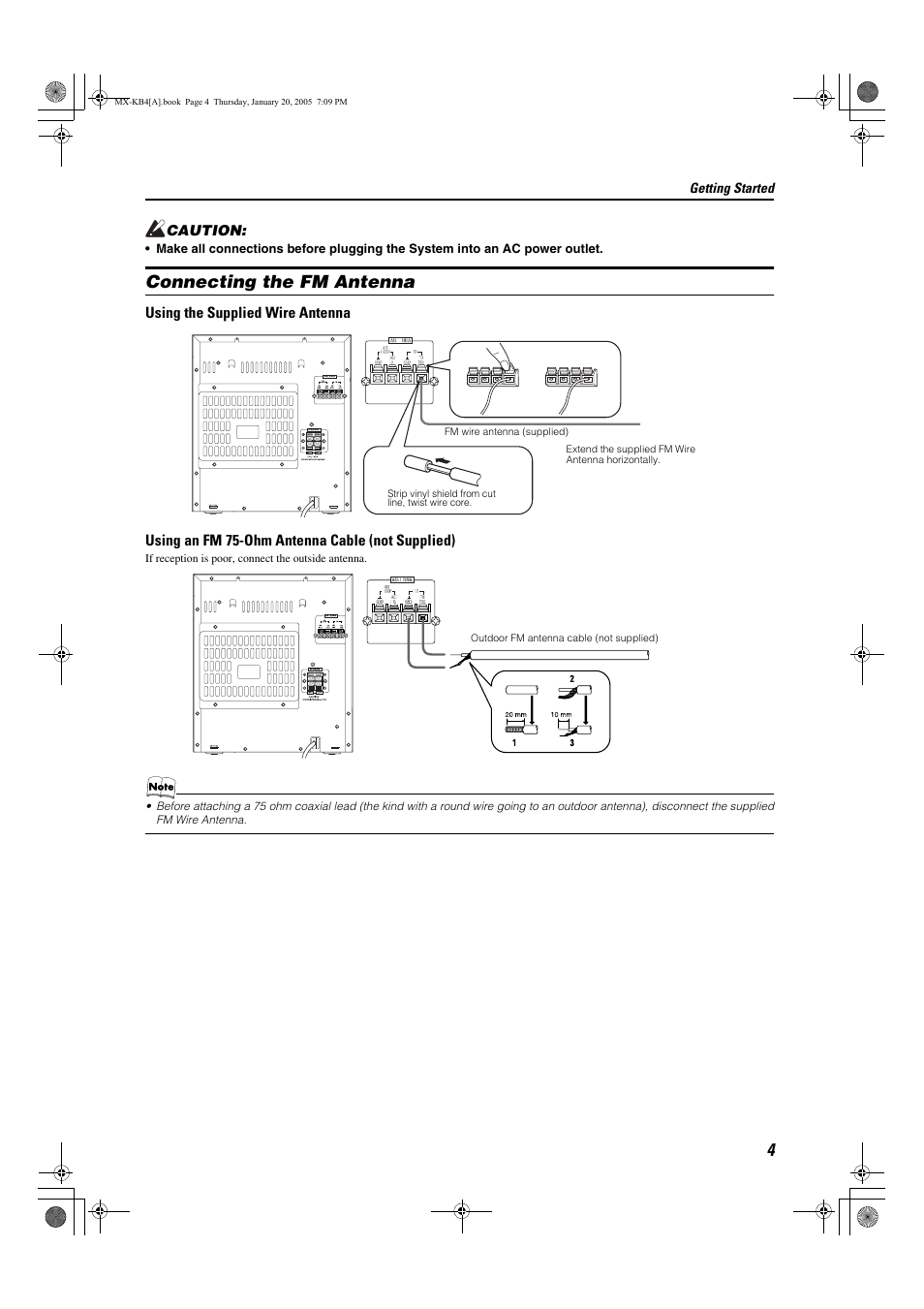 Connecting the fm antenna | JVC 0205NYMCREBET User Manual | Page 6 / 88