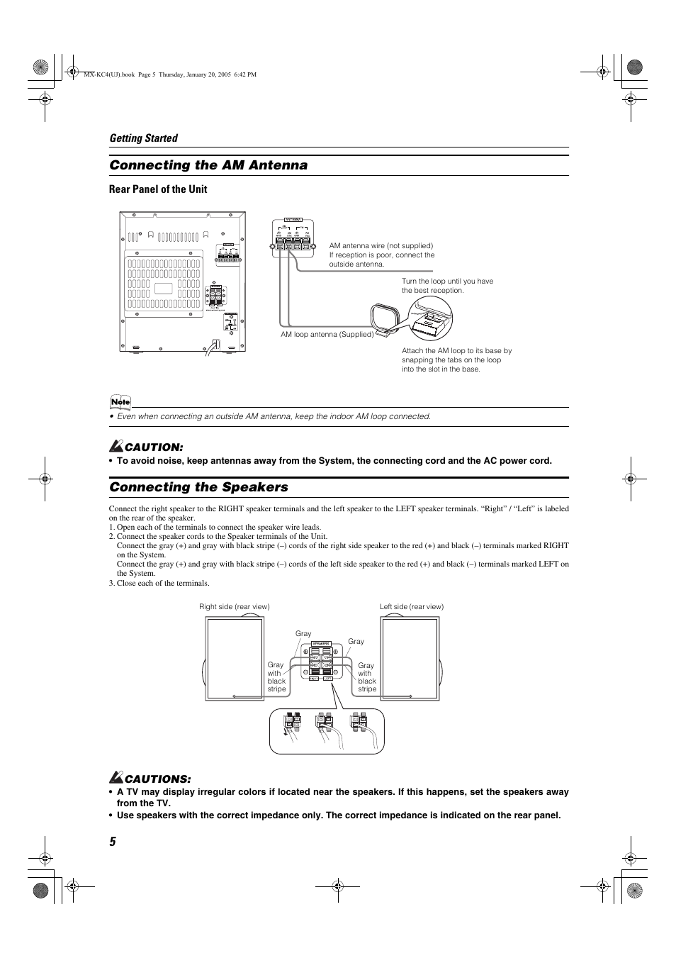 Connecting the am antenna, Connecting the speakers | JVC 0205NYMCREBET User Manual | Page 66 / 88