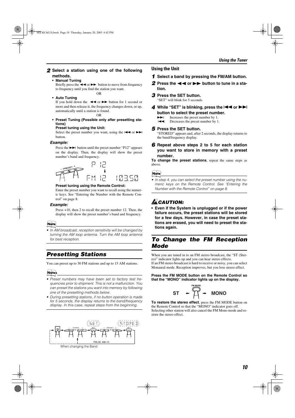 Presetting stations, To change the fm reception mode | JVC 0205NYMCREBET User Manual | Page 71 / 88