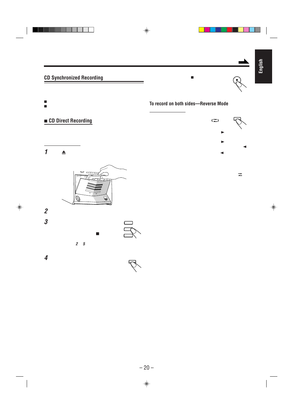 Cd synchronized recording, Cd direct recording | JVC CA-HXZ1 User Manual | Page 61 / 73