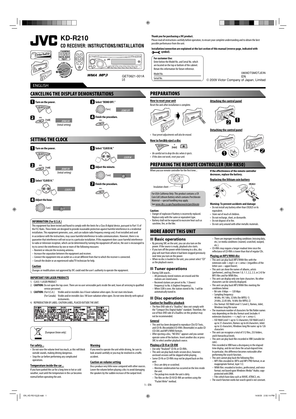 JVC 0809DTSMDTJEIN User Manual | 4 pages