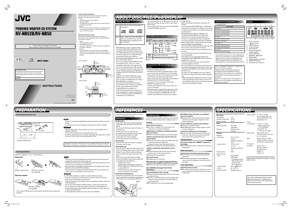 JVC RV-NB52B User Manual | 2 pages
